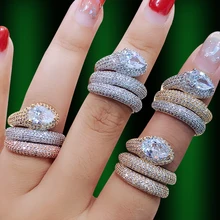 GODKI Роскошные 3 слойные витые кольца со змеиным камнем из циркония 2020 женские ювелирные изделия для помолвки вечерние качества