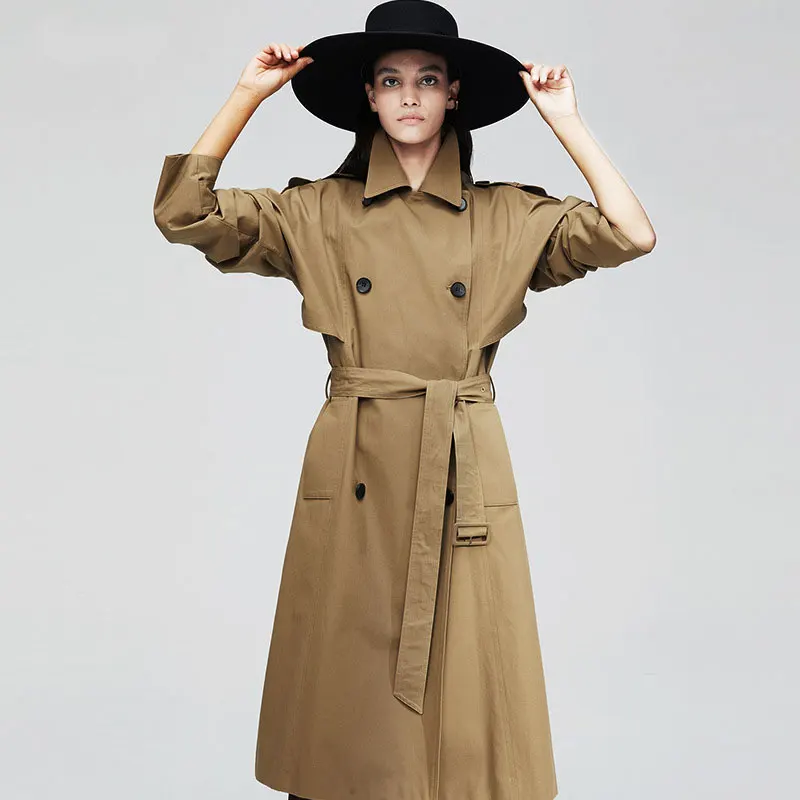 

New Long Trench Coat Women Office Lady Coat Trench Windbreaker Belt Long Coat Women Fashion Streetwear Casaco Feminino Fall 2019