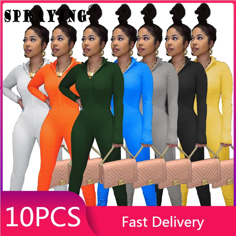 10pcs Jumpsuits for Women Elegant Rompers Winter Full Length Skinny Casual One Piece Outfits Wholesale Items Resale S5696 |