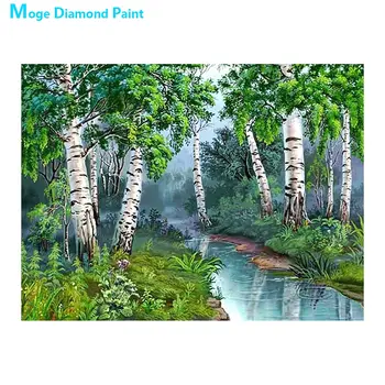 

Forest Trees River Diamond Painting Round Full Drill Scenic Nouveaute DIY Mosaic Embroidery 5D Cross Stitch Home Decor Gifts