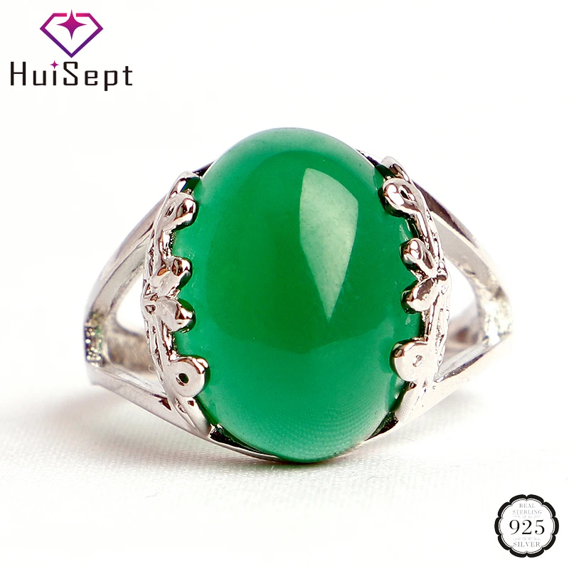 HuiSept Vintage Rings 925 Silver Jewelry Oval Shaped Emerald Ruby Gemstones Open Ring for Female Weddings Party Gifts Adjustable HuiSept Vintage Rings 925 Silver Jewelry Oval Shaped Emerald Ruby Gemstones Open Ring for Female Weddings Party Gifts Adjustable