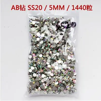 ss20 AB 1440pcs SS3-ss40 мешок прозрачный кристалл AB Цвет 3D не горячей фиксации FlatBack Дизайн ногтей украшения Flatback Стразы - Цвет: ss20 AB 1440pcs