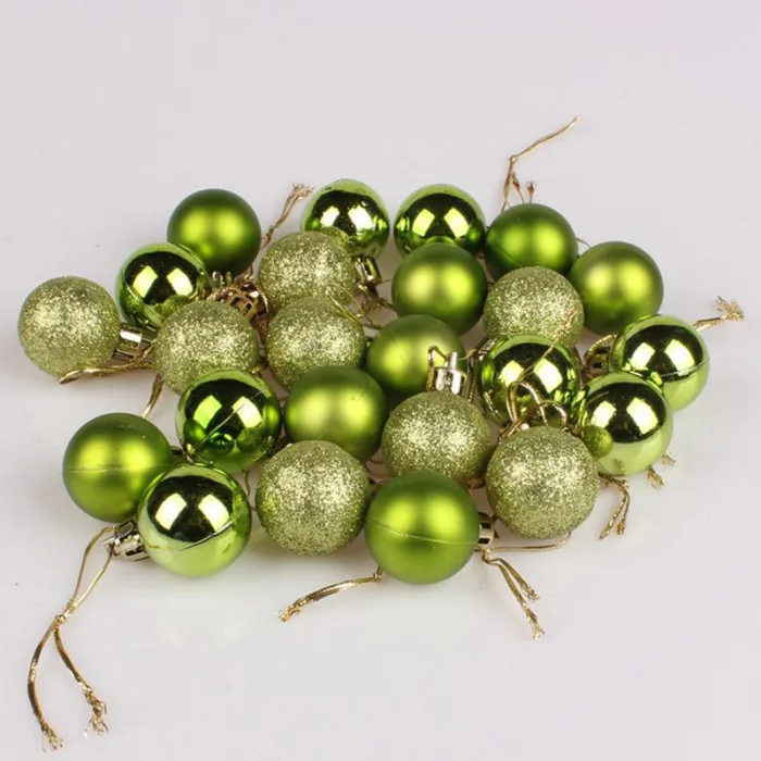 24 шт 30 мм Мини рождественские мячики елочные шары пластиковые елочные подвесные украшения для вечерние VJ-Drop