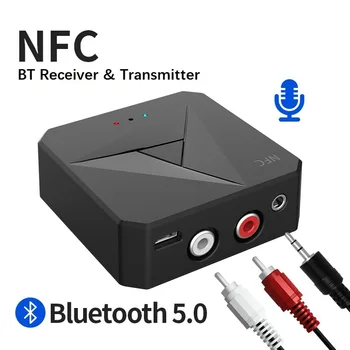 

NFC Bluetooth 5.0 Audio Receiver 3.5mm 3.5 AUX Jack Music Wireless Adapter With Mic NFC For Car TV Speakers Auto ON/OFF TSLM1