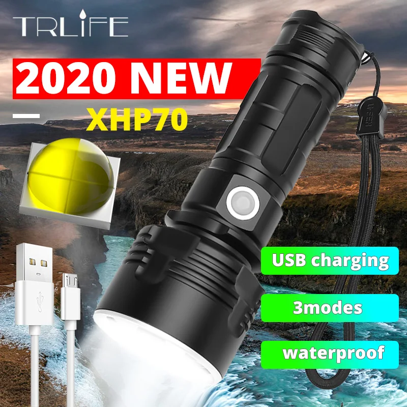 D rt ekirdekli XHP70 2 Taktik LED El Feneri 26650 Su Ge irmez L2 Torch 