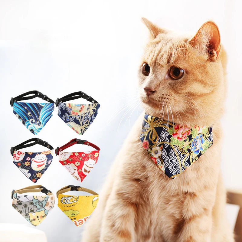Pajarita de dibujos animados para gato, bufanda ajustable para perro, collar de Gato, Trigon hecho a mano, accesorios para mascotas