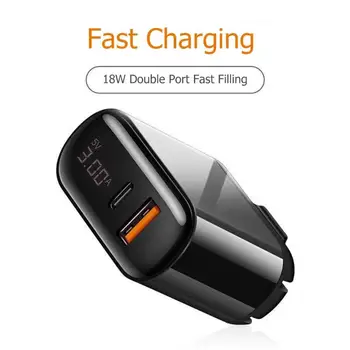 

Digital Display Dual USB Phone Wall Charger Portable Travel QC3.0 PD3.0 Fast Quick Charging Adapter Chinese Plug New Arrival