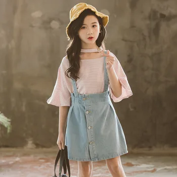 

2020 New Summer Girls Suspender Skirt Denim Skirt Clothes Toddler Kids Baby Girl Denim Suspender Skirt for Girls Clothes 4-16Y