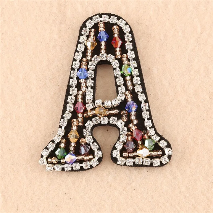 1   Fashion Crystal Patches For Clothing Badge DIY Iron On letters Patch Sewing Accessories A-Z Rhinestone English Alphabet Patches
