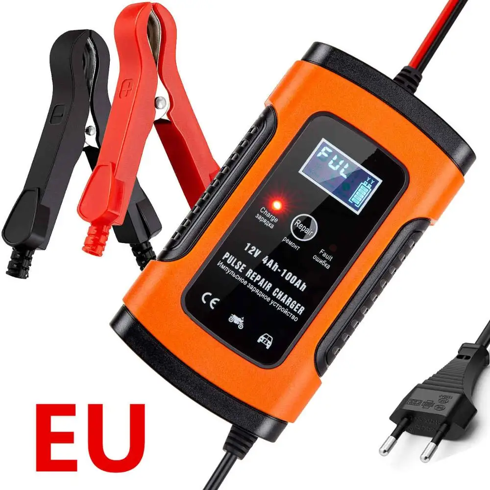 EU plug Полностью автоматическое автомобильное зарядное устройство 110 В до 220 В до 12 В 6А интеллектуальная Быстрая зарядка влажной сухой свинцово-кислотный цифровой ЖК-дисплей - Цвет: EU plug