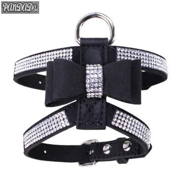 

Bling Rhinestone Bow Knot Leather Dog Leash Collar Pet Dog Puppy Lead Leash Harness Walking Chest Strap Pet Lead Leash New 2020