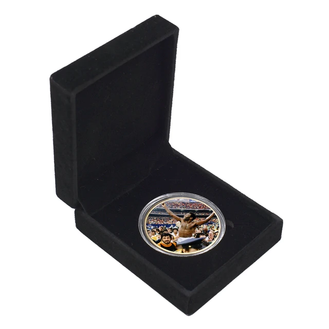 The King of Football Pele Gold Plated Commemorative Coin Set with Coin Holder Football Challenge Coins Souvenir Gift style 16