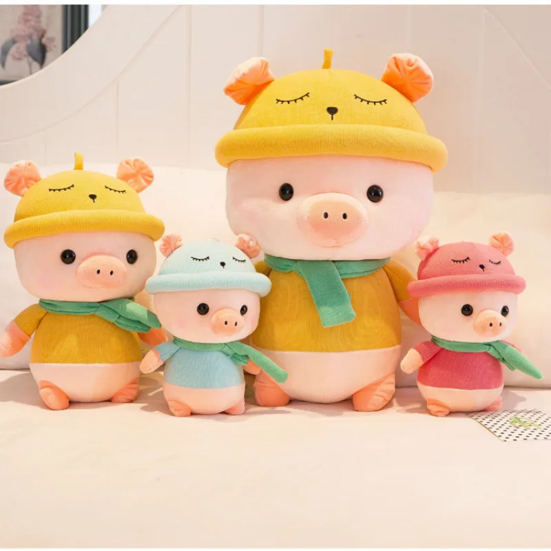 

Cute Baby Scarf Pig Toys Stuffed Animal soft Sleeping Holding Hat Pig kids Doll Birthday Gift Toys for Children