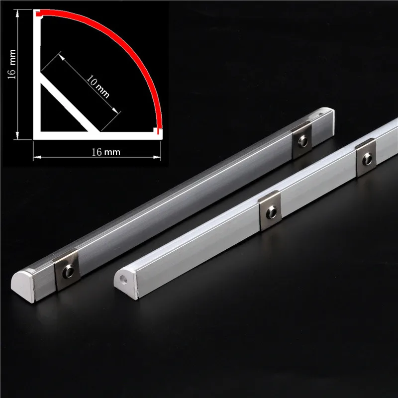 

DHL50pcs/lot 0.5m/pcs 45 degree angle aluminum profile for 5050 3528 5630 LED strips Milky white/transparent cover strip channel