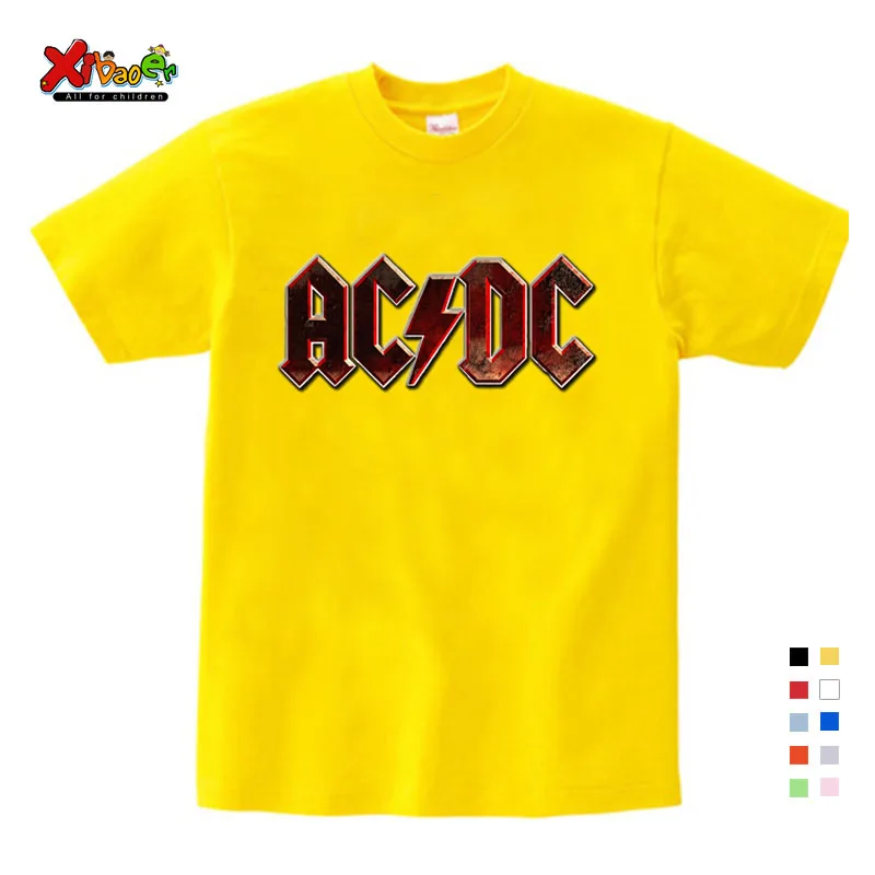 ACDC летняя одежда для маленьких девочек, топы, От 3 до 12 лет, Детская футболка одежда для мальчиков короткие белые футболки с рисунком От 3 до 9 лет ACDC - Цвет: Kids T-shirt