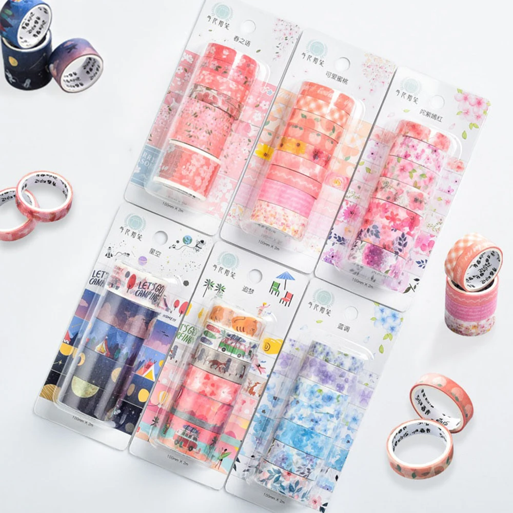 

5-9roll/set Cute Washi Tape Set Galaxy Masking Tape DIY Scrapbooking Diary Decoration Japanese Adhesives Tape