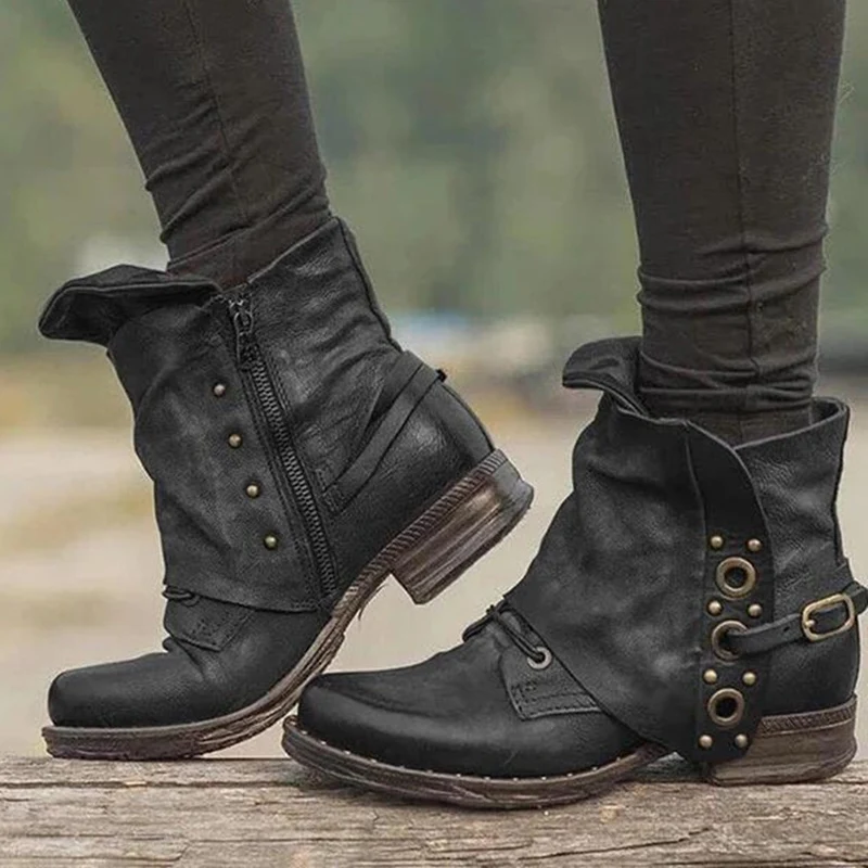 bottes cuir plissées