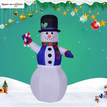 

New Year's Gift Blue Vest Snowman Christmas Toy 1.8m LED Light Inflatable Santa Snowman Personality Christmas and New Year