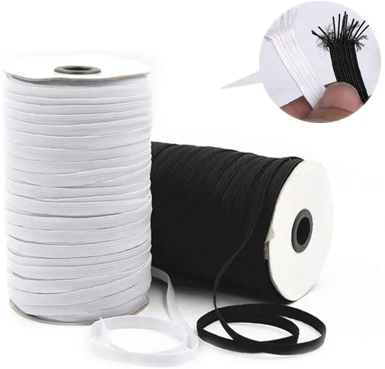 Wholesale ROLL 144 yards Roll Braided elastic 1//4/" Black White