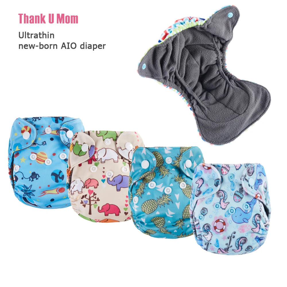 10Pcs U PICK Newborn AIO Cloth Diaper Ultrathin Tiny Baby Diapers Nappy