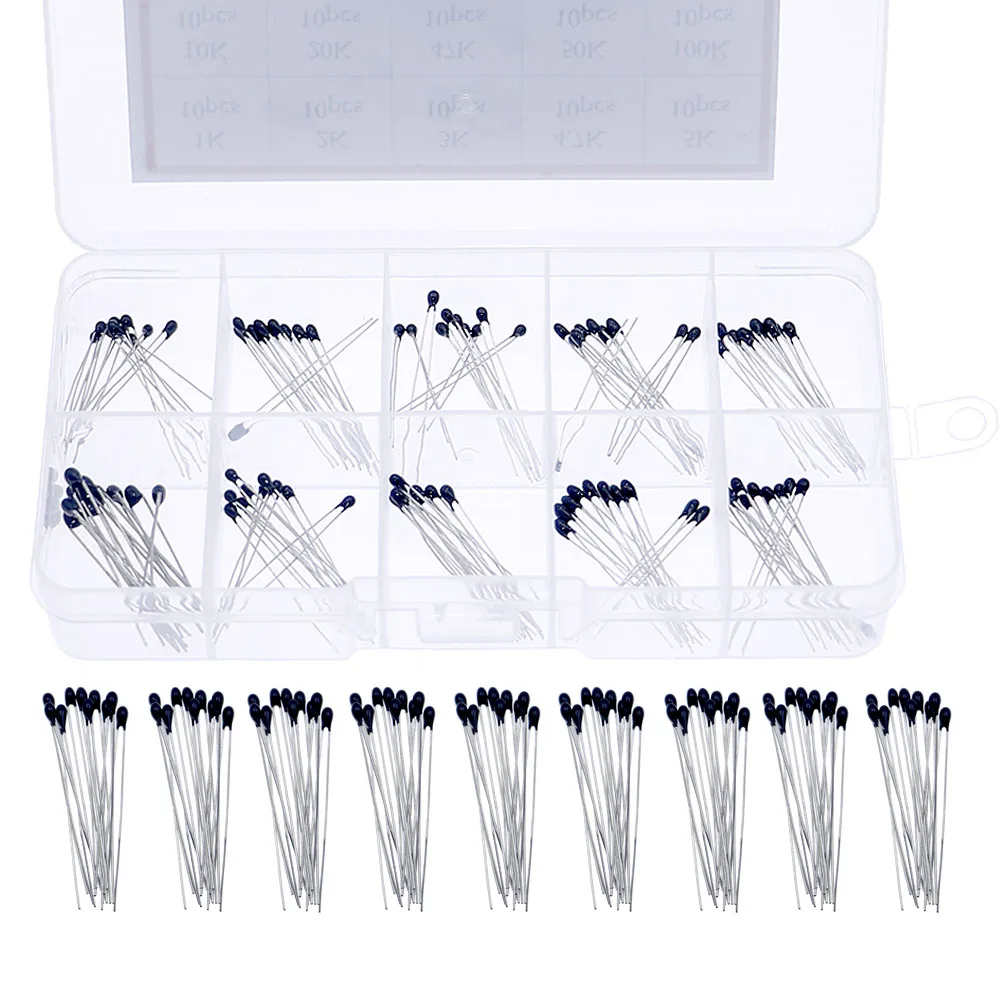Thermal Resistor Kit 100pcs/Box 10 Values NTC Thermistor NTC-MF52AT 1K-100K 5% 3950B