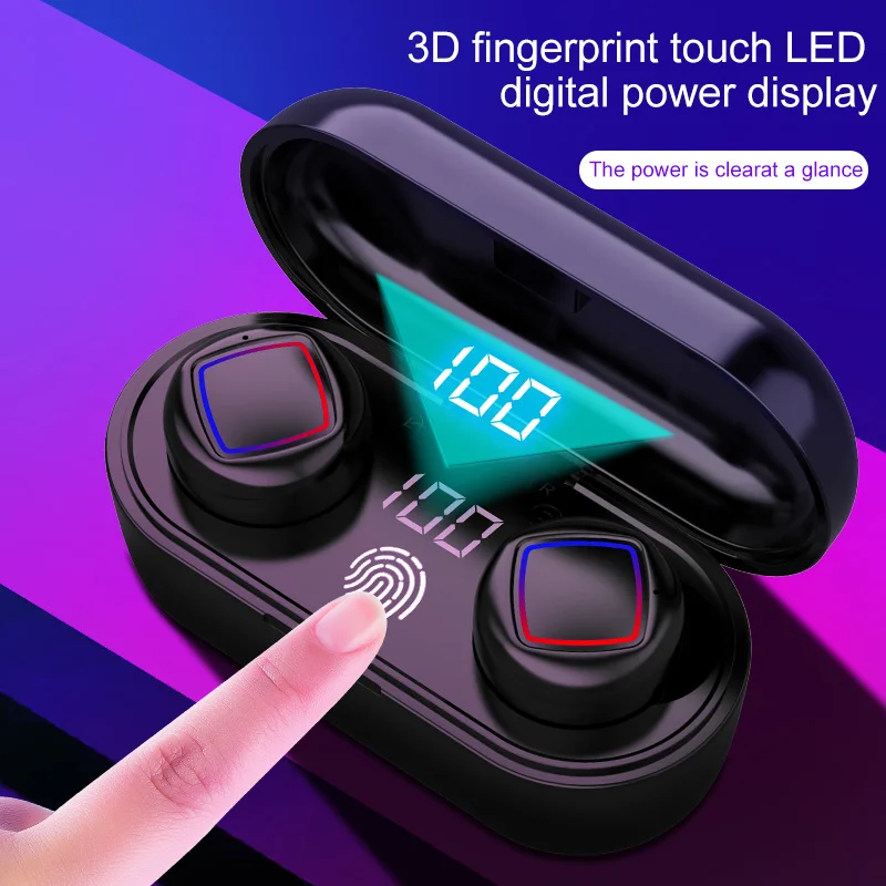 

Mini TWS Wireless Earphones Bluetooth 5.0 3D Fingerprint Touch LED Power Display Sport Earbuds HiFi Stereo Headset With Mic