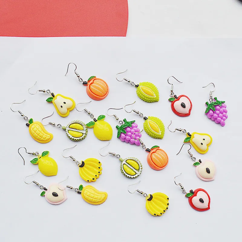 Korean Harajuku Creative Funny Emulational Fruits Eardrop Sweet Cute Temperamental Grape Mango Simple Student Earrings Gifts | Украшения и