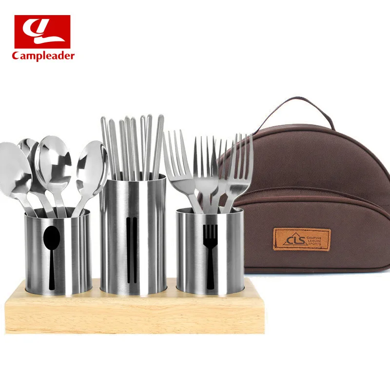 

Outdoor Stainless Steel Chopsticks Set Camping Equipment Travel Portable Combination Tableware 17 Pieces Picnic Storgage Bag