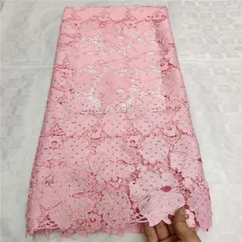 

Special Style Guipure Cord Milk Silk Lace Fabric Peach 5 Yard Water Soluble Cord Milk Silk Laces With Stones For Party Sew