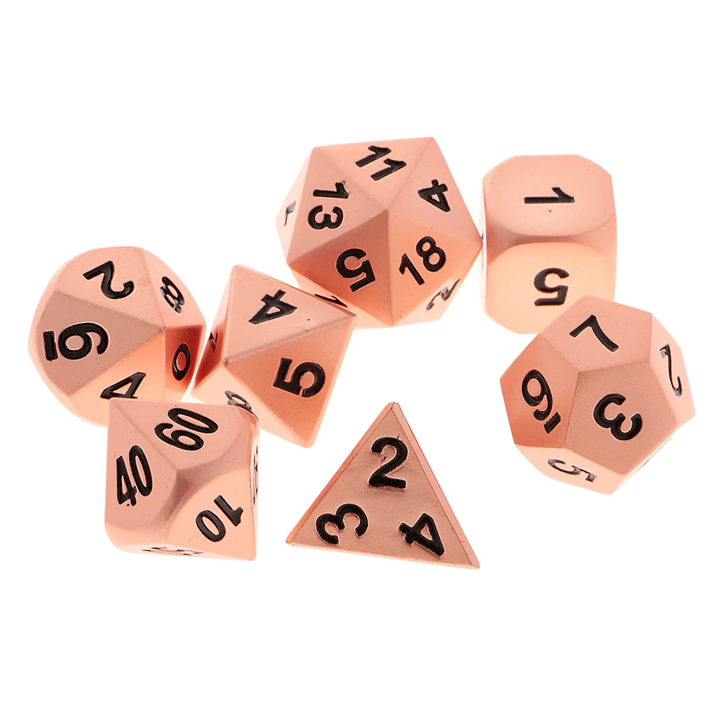 Многогранные кости D4-20 15 мм 7 шт для RTPG MTG игра DND w/Box забавная игрушка из меди