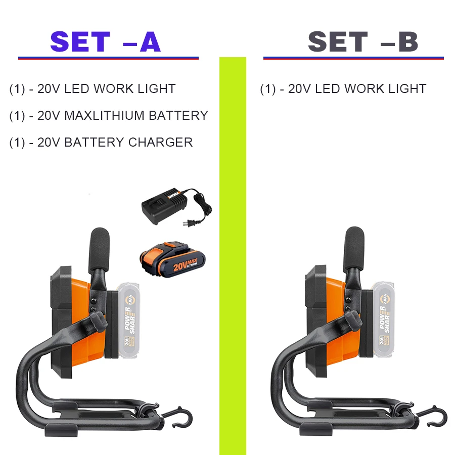 US $104.50 20V Telescopic LED Flashlight WORX WX026 Multifunctional Wireless Portable Spotlight