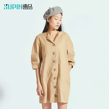 

SUPIN V Neck Long Sleeves Women Dress Pure Color Casual Streetwear Female Clothing Fashion Gothic Dress 518371017