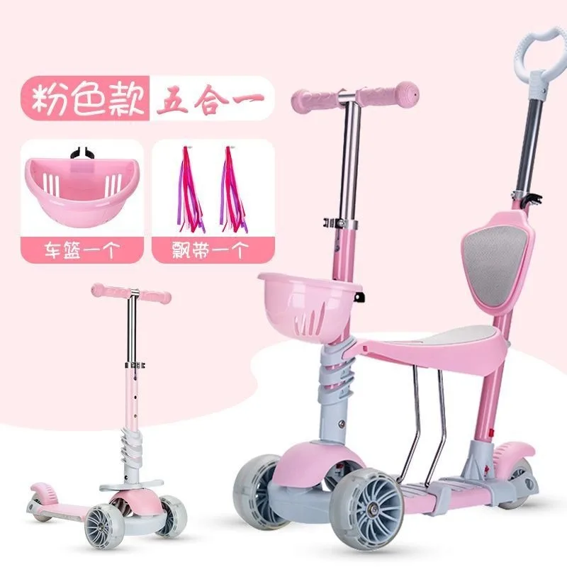

Kids Scooter Children Scooter Can Be Pushed and Sliding Five-in-one Scooter with Light Scooters Kids Scooter Scooters