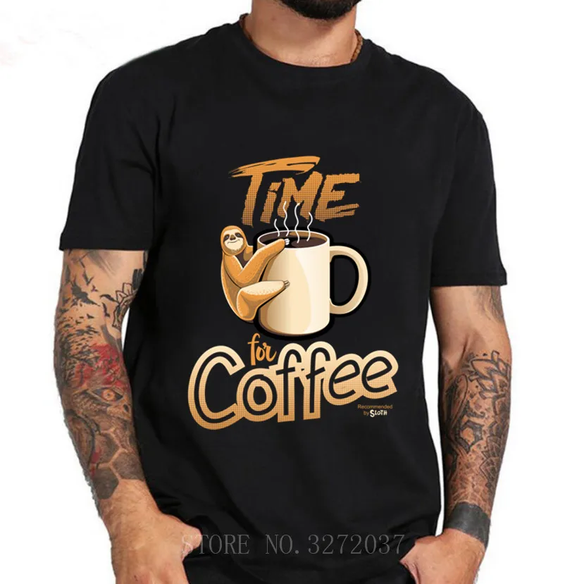 Коллекция 2019 года футболка для молодых людей Sloth Coffee Time Повседневная новейшая
