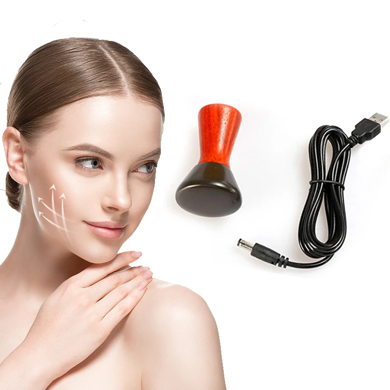 

Natural Stone Needle Scraping Massager Heating Thin Face Lifting Scraper Skin Rejuvenation device Guasha V Face Beauty Slimming