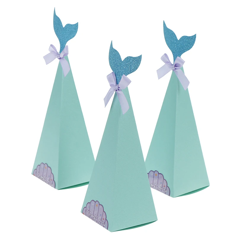 

10Pcs Little Mermaid Gift Boxes Sweet Paper Candy Box Mermaid Birthday Party Decorations Kids Favor Boxes For Wedding