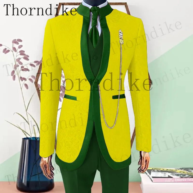 Thorndike 2022 New Fashion Navy Blue Suits for Men Custom Made Slim Groom Custom 3 Piece Wedding Mens Suit (Jacket+Pants+Vest) 6
