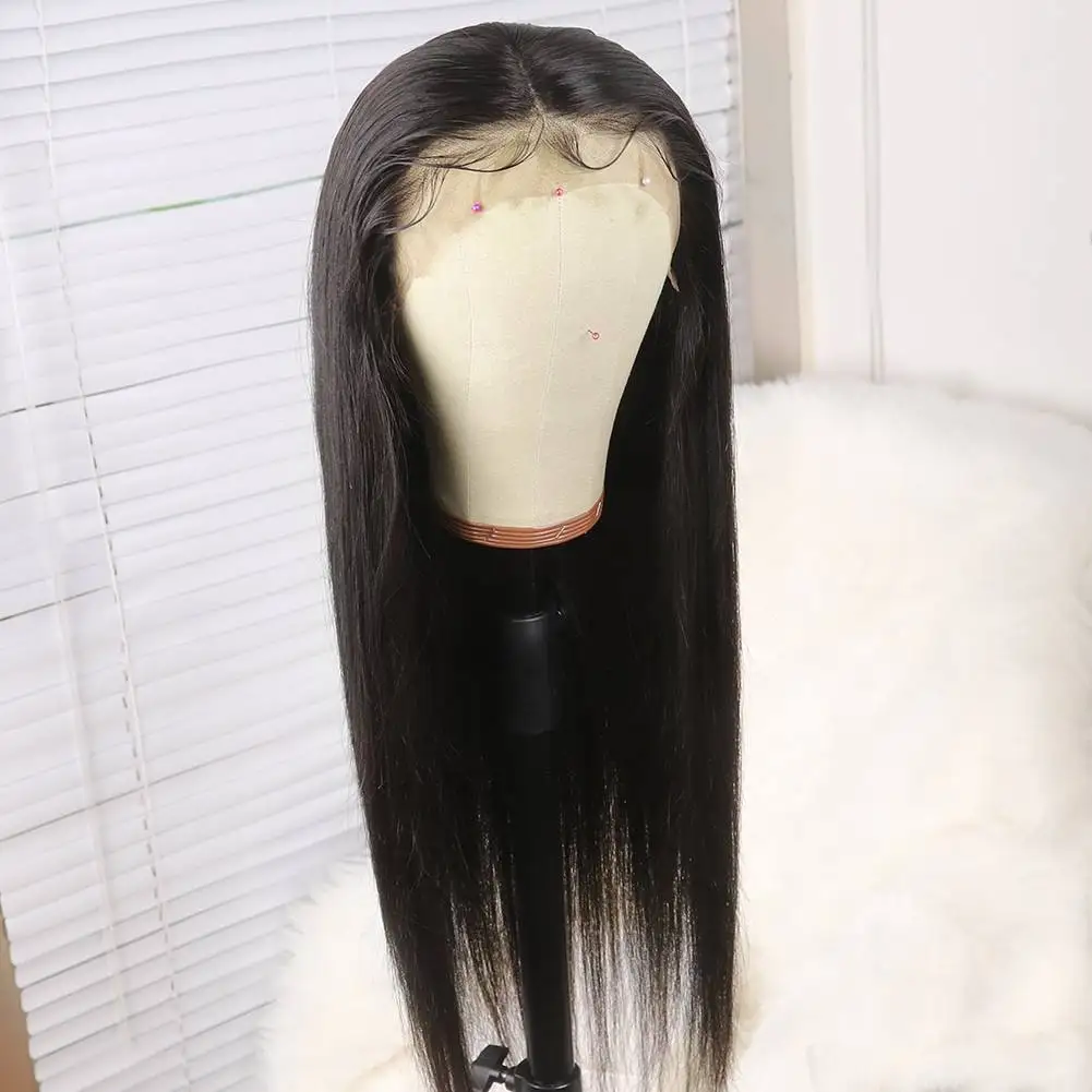 Dianteira do Laço Preto para as Mulheres Cheia do Laço Perucas de Cabelo Peruca Reto Osso Brasileiro Longo 28 30 Polegada 13x4 hd Frontal Transparente Humano 4x4 6 Apliques com cabelo humano