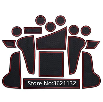 

16PCS Car Cushion Non-Slip Gate Slot Pad Cup Mat Car Interior Door Slot Pad For Audi Q7 2016-2018 Car Styling Accessories