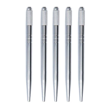 

1Set 5Pcs Manual Micro- blading Pen Machine Eyebrow Pens For Semi-Permanent Pen Makeup Supplies Eyebrow Makeup Tools Silver