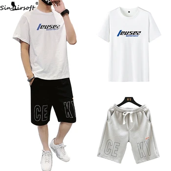

Summer Hot Sale Men's Short-sleeved T-shirt Plus Shorts Fashion Handsome Sports Casual Suit Tide Brand Fashion Casual Suit