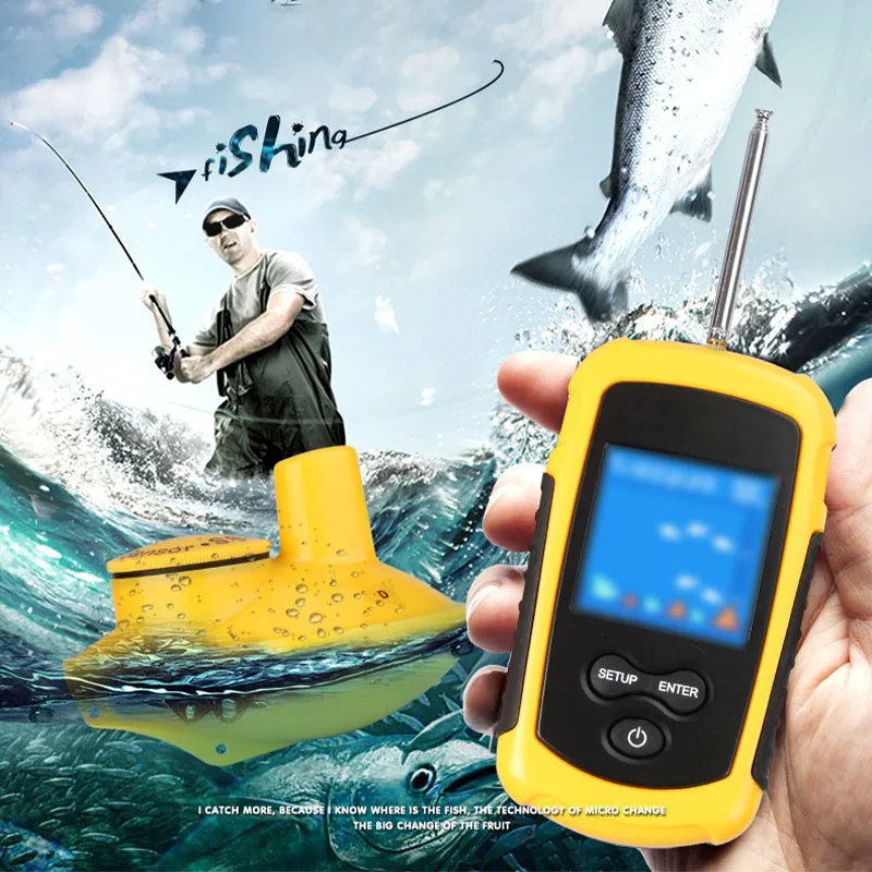 

Portable Fish Finder Echo Sounder 100M Sonar LCD Echo Sounders Fish Finder Echo sounder for fishing in Russian FFC1108-1