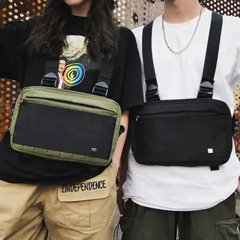 

Unisex Hip Hop Street Front Back Double Straps Vest Pack Multi Pocket Chest Bag