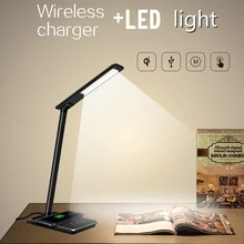 Многофункциональная настольная Светодиодная лампа Qi Беспроводная зарядная подставка для сотового телефона держатель подставка Складная Настольная лампа для iPhone X8