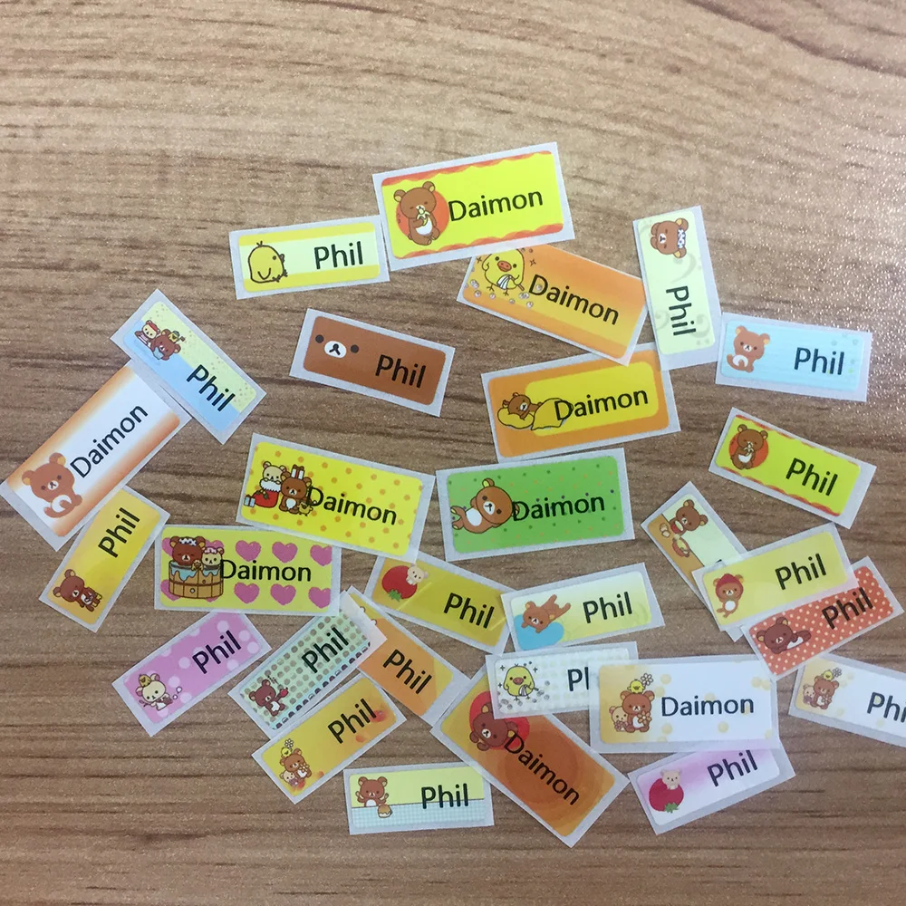 Мальчик девочка мультфильм медведь милый пользовательское имя стикер s индивидуальный тег этикетки водонепроницаемый школьные канцелярские бутылки воды карандаш стикер