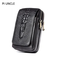 Дизайнерская мужская поясная сумка из натуральной кожи, винтажная поясная сумка для телефона, маленькая сумка для мужчин, дорожная мини-сумка с двойной молнией, кошелек для денег