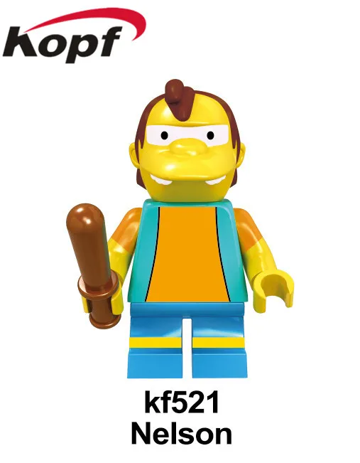 Супер Герои строительные блочные фигурки Бэтмен Симпсон пронтон Miihouse Homer Nelson Milhouse кирпичики для детей игрушки KF6039