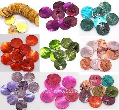

50pcs/lot Charm Beads for Jewelry Making Round Coin MIxed Color Mussel Flat Shell Beads