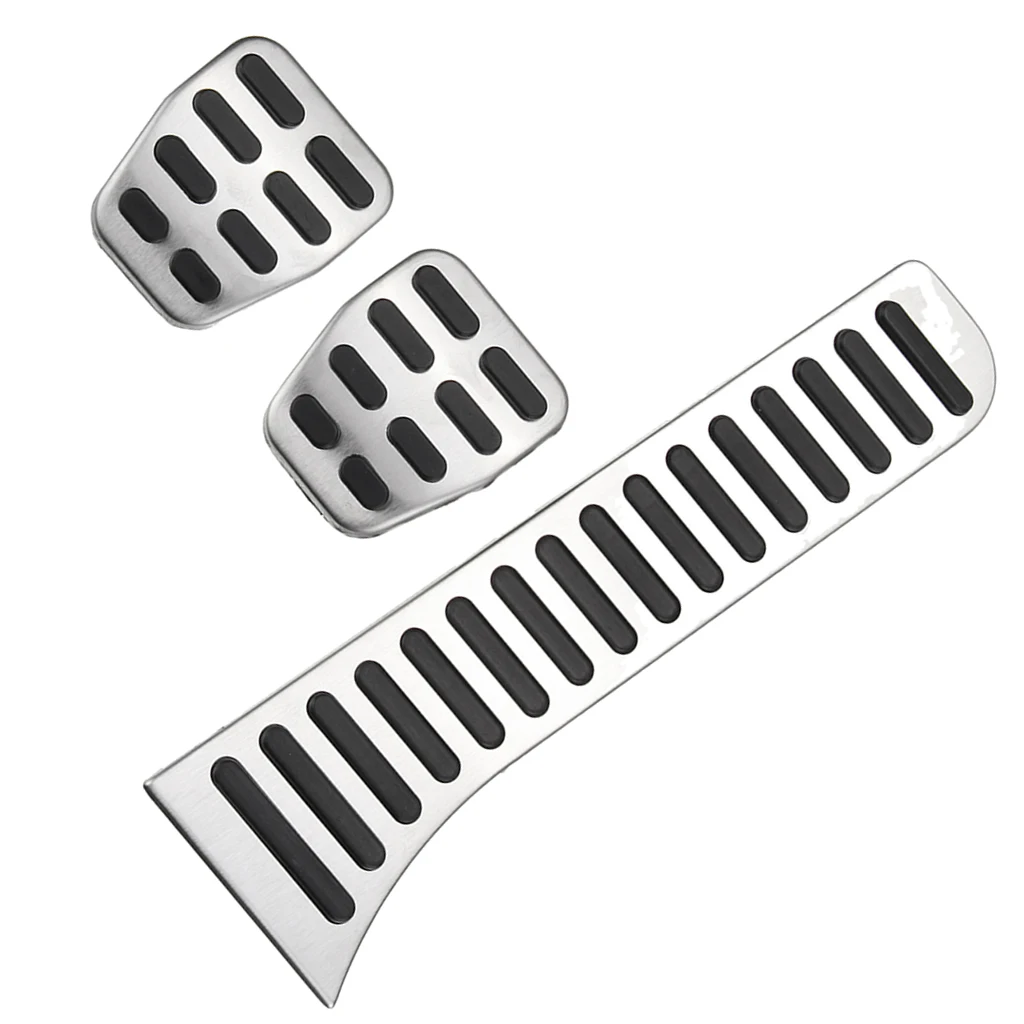 3x Antislip Gas Brake Clutch Pedals, Mt 304 Stainless Steel