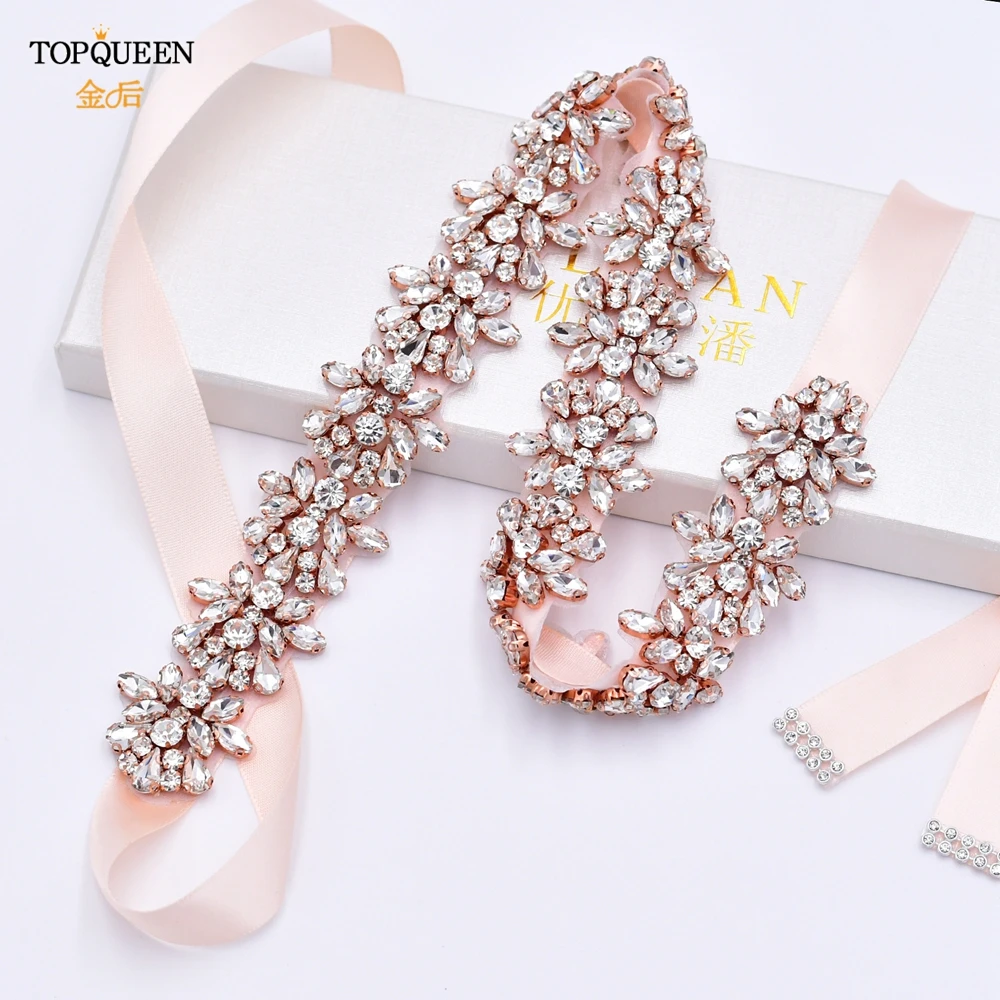 Wedding Sash Rose Gold Bridal Bridesmaid Dress Belt Rhinestone Diamonds Women's Party Gown Accessories bridal waistband,bridal dress decoration